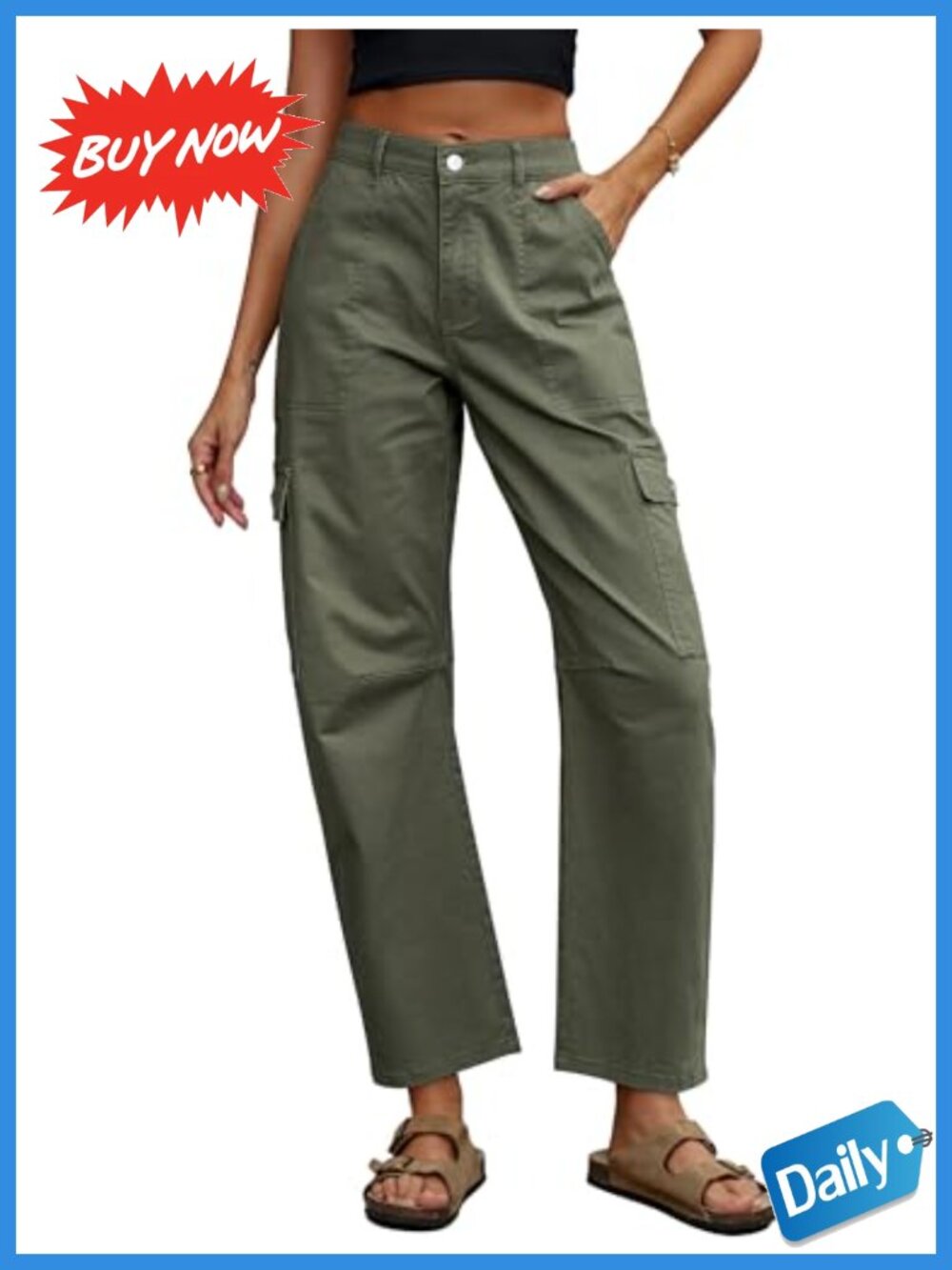High Waisted Barrel Jeans Cargo Ankle Pants Wide Leg Utility Denim Trousers